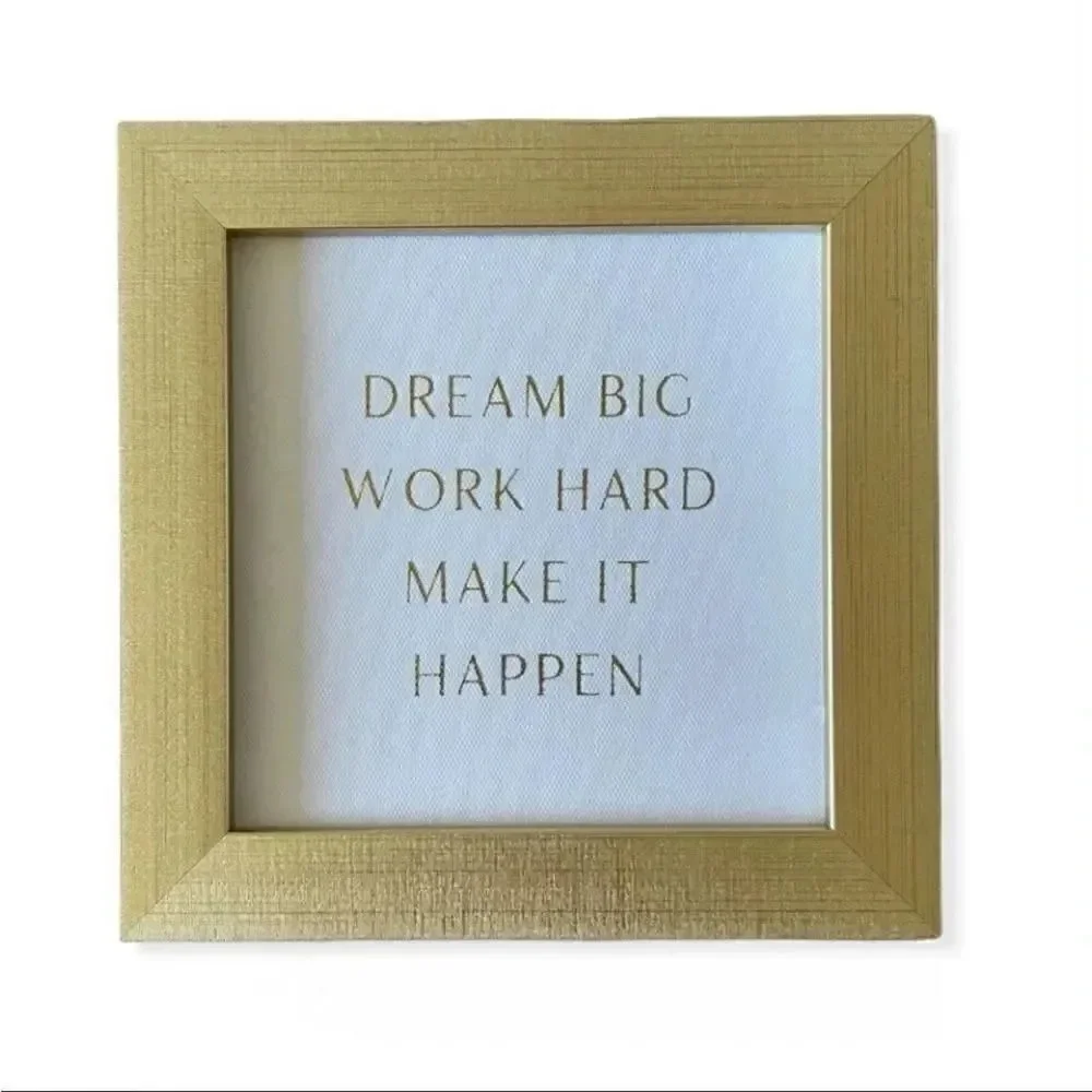 Dream Big Work Hard Make It Happen Accent Decor Photo Frames Gold Set
